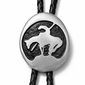 Western Horse Rider Bolo Tie Silver Tone RPC Maker Mark